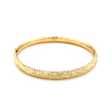 14k Yellow Gold Diamond Cut Design Dome Motif Children's Bangle