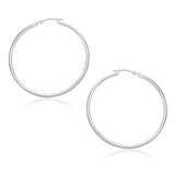 14k White Gold Polished Hoop Earrings (1.5x30mm)