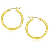 14k Yellow Gold Diamond Cut Hoop Earrings (25mm)