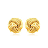 14k Yellow Gold Love Knot with Ridge Texture Earrings