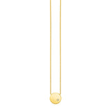 14k Yellow Gold Necklace with Polished Round Pendant with Diamond