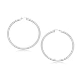 10k White Gold Polished Hoop Earrings (30 mm)