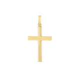 14k Yellow Gold High Polish Ribber Cross Pendant