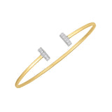 14k Two Tone Gold Diamond Tee Bar Bangle (2.00 mm)