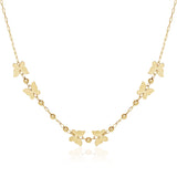 14k Yellow Gold 18 inch Necklace with Polished Butterflies and Beads