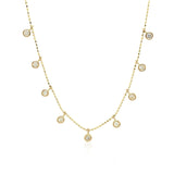 14k Yellow Gold Necklace with Round Diamond Charms