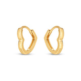 14k Yellow Gold Heart Huggie Hoops