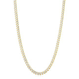 14k Yellow Gold White Pave High Polish Modern Lite Miami Cuban Chain (6.5mm)