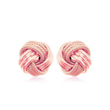 14k Rose Gold Love Knot with Ridge Texture Earrings