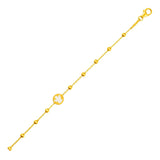 14k Yellow Gold Childrens Bracelet with Angel and Beads