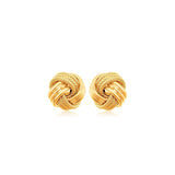 10k Yellow Gold Love Knot with Ridge Texture Earrings