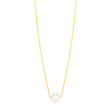 14k Yellow Gold Pearl Solitaire Necklace