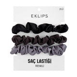 Eklips Satin Elastic Hair Ties Gentle Hold Black 3-Pack
