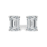 14K White Gold 1/2 Cttw Lab Grown Emerald Cut Diamond Solitaire Stud Earrings