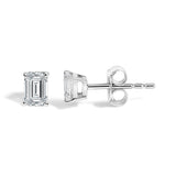 14K White Gold 1/2 Cttw Lab Grown Emerald Cut Diamond Solitaire Stud Earrings
