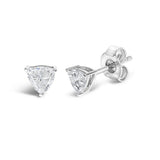 14K White Gold 1/2 Cttw Lab Grown Trillion Cut Solitaire Diamond Stud Earrings