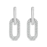 10K White Gold 1/2 Cttw Lab Grown Diamond Dangling Paperclip Drop Earrings