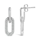 10K White Gold 1/2 Cttw Lab Grown Diamond Dangling Paperclip Drop Earrings