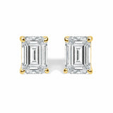 14K White Gold 1/2 Cttw Lab Grown Emerald Cut Diamond Solitaire Stud Earrings