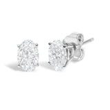 14K White Gold 1.00 Cttw Lab Grown Oval Solitaire Diamond Stud Earrings