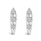 10K White Gold 1/5 Cttw Lab Grown Diamond Three Stone Huggie Hoop Earrings