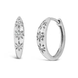 10K White Gold 1/5 Cttw Lab Grown Diamond Three Stone Huggie Hoop Earrings