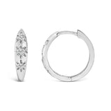 10K White Gold 1/5 Cttw Lab Grown Diamond Three Stone Huggie Hoop Earrings