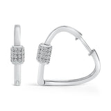 10K White Gold 3/8 Cttw Lab Grown Diamond Heart Shaped Huggie Hoop Earrings