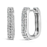 10K White Gold 1/4 Cttw Lab Grown Diamond Double Row Huggie Hoop Earrings