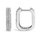 10K White Gold 1/4 Cttw Lab Grown Diamond Double Row Huggie Hoop Earrings