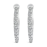 10K White Gold 1/4 Cttw Lab Grown Diamond Heart Shaped Huggy Hoop Earrings
