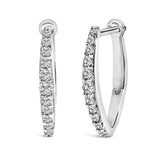 10K White Gold 1/4 Cttw Lab Grown Diamond Heart Shaped Huggy Hoop Earrings