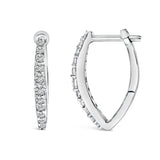 10K White Gold 1/4 Cttw Lab Grown Diamond Heart Shaped Huggy Hoop Earrings