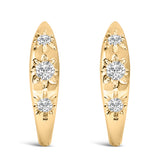 10K White Gold 1/5 Cttw Lab Grown Diamond Three Stone Huggie Hoop Earrings