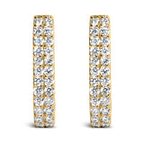 10K White Gold 1/4 Cttw Lab Grown Diamond Double Row Huggie Hoop Earrings