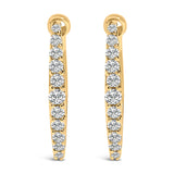 10K White Gold 1/4 Cttw Lab Grown Diamond Heart Shaped Huggy Hoop Earrings