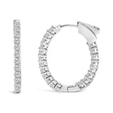 14K White Gold 1.0 Cttw Oval Lab Grown Diamond Hoop Earrings