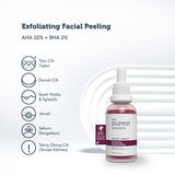 The Purest Solutions Exfoliating Face Serum with AHA 10% + BHA 2% - Improves Skin Tone & Reduces Acne Scars - 1.01 fl oz