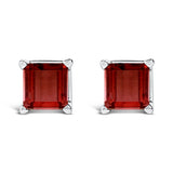 14K White Gold 5x5MM Princess Cut Purple Amethyst Solitaire Stud Earrings
