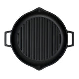 Lava Cast Iron Grill Pan - 30cm Round Enameled Indoor Stovetop Skillet for Perfect Steaks & Even Heating