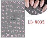 Pink 3D Bow & Heart Sticker - LB-W035