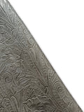 Ash Grey Large Floral Embossed Cowhide