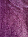 Plum Large Floral Embossed Cowhide