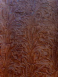 Whiskey Brown Large Floral Embossed Cowhide