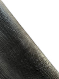 Charcoal Grey Large Alligator Embossed Cowhide