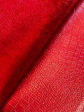 Red Large Alligator Embossed Cowhide