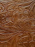 Luggage Brown Floral Embossed Leather - 8.5" x 11" Pre-Cut Sheets