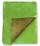 Lime Green Metallic Natural Grain Chrome-Tanned Cowhide – Metallic Foil Finish, 1.1–1.3 mm (3 oz), Pre-Cut Leather Sheets (8.5" × 11")