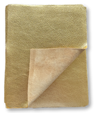 Gold Metallic Natural Grain Chrome-Tanned Cowhide – Metallic Foil Finish, 1.1–1.3 mm (3 oz), Pre-Cut Leather Sheets (8.5" × 11")