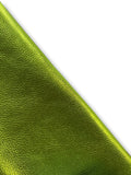 Lime Metallic Natural Grain Chrome-Tanned Cowhide – Metallic Foil Finish, 1.1–1.3 mm (3 oz), ~20 Sq Ft